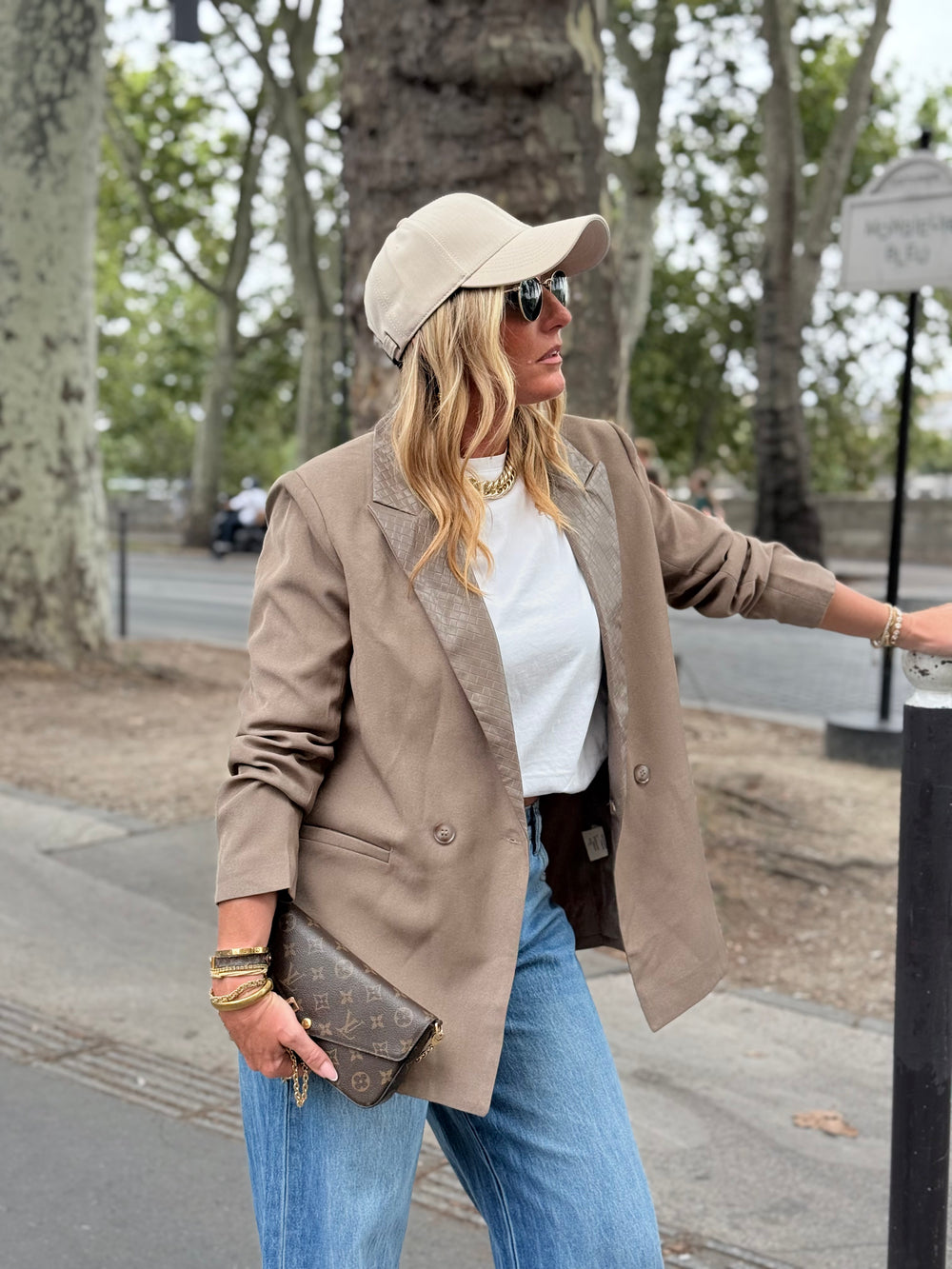 Blazer taupe col matelassé 26722
