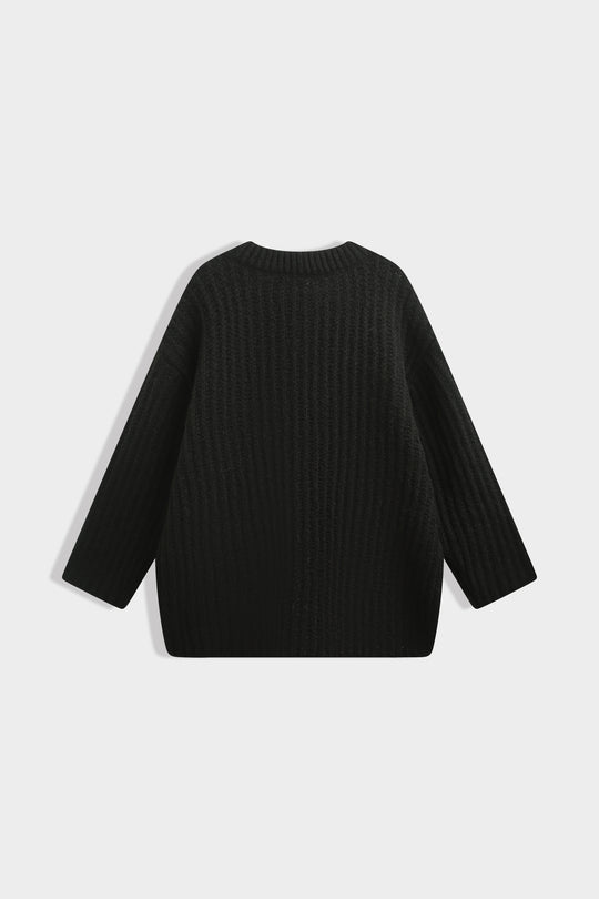 Pull noir en maille oversize 2597