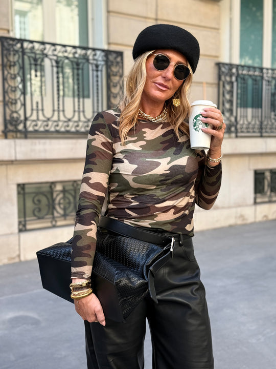 Top militaire cachemire T79503-2