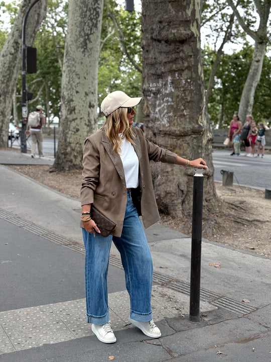 Blazer taupe col matelassé 26722