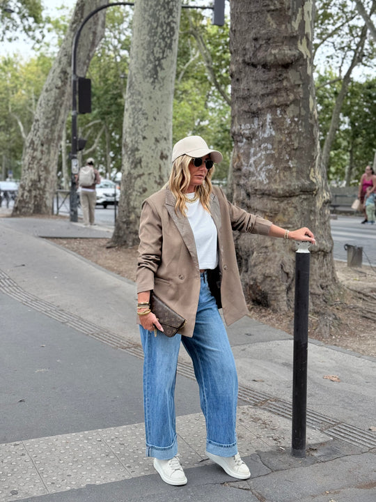 Blazer taupe col matelassé 26722