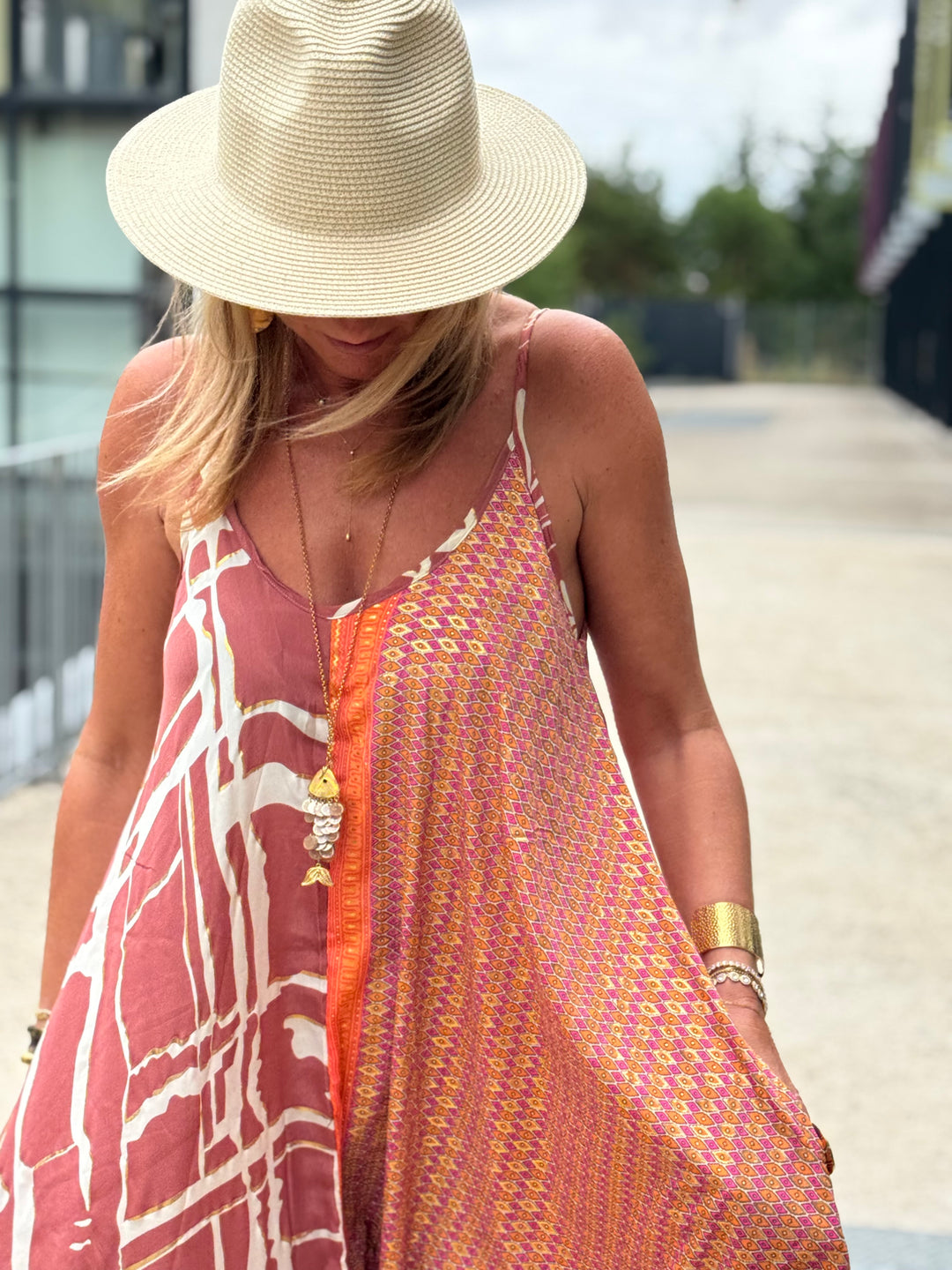 Robe imprimée patchwork loose