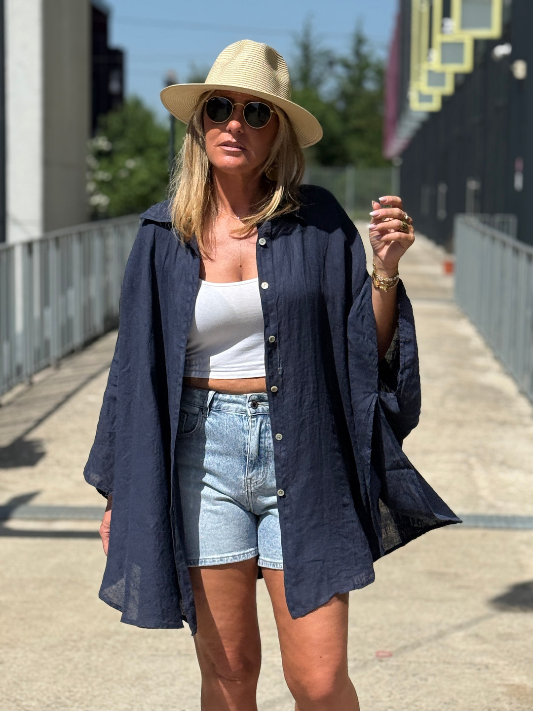 Chemise cape lin maxi oversize