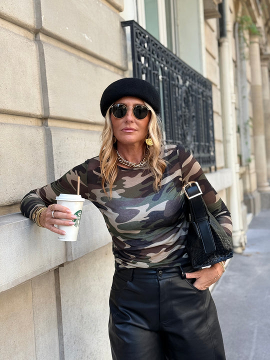 Top militaire cachemire T79503-2