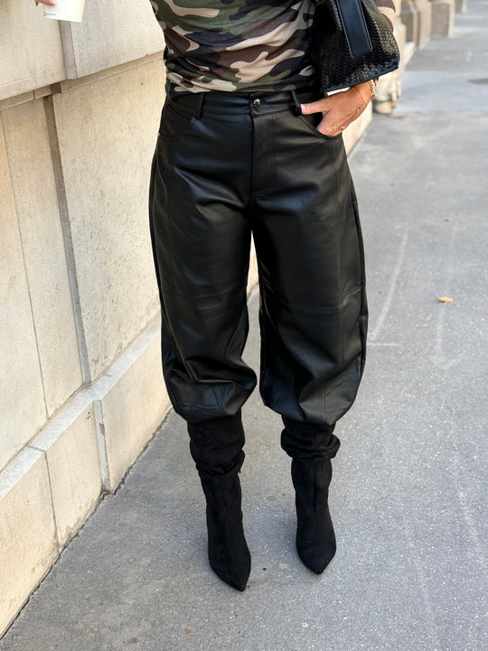 Pantalon Ballon similicuir NERO