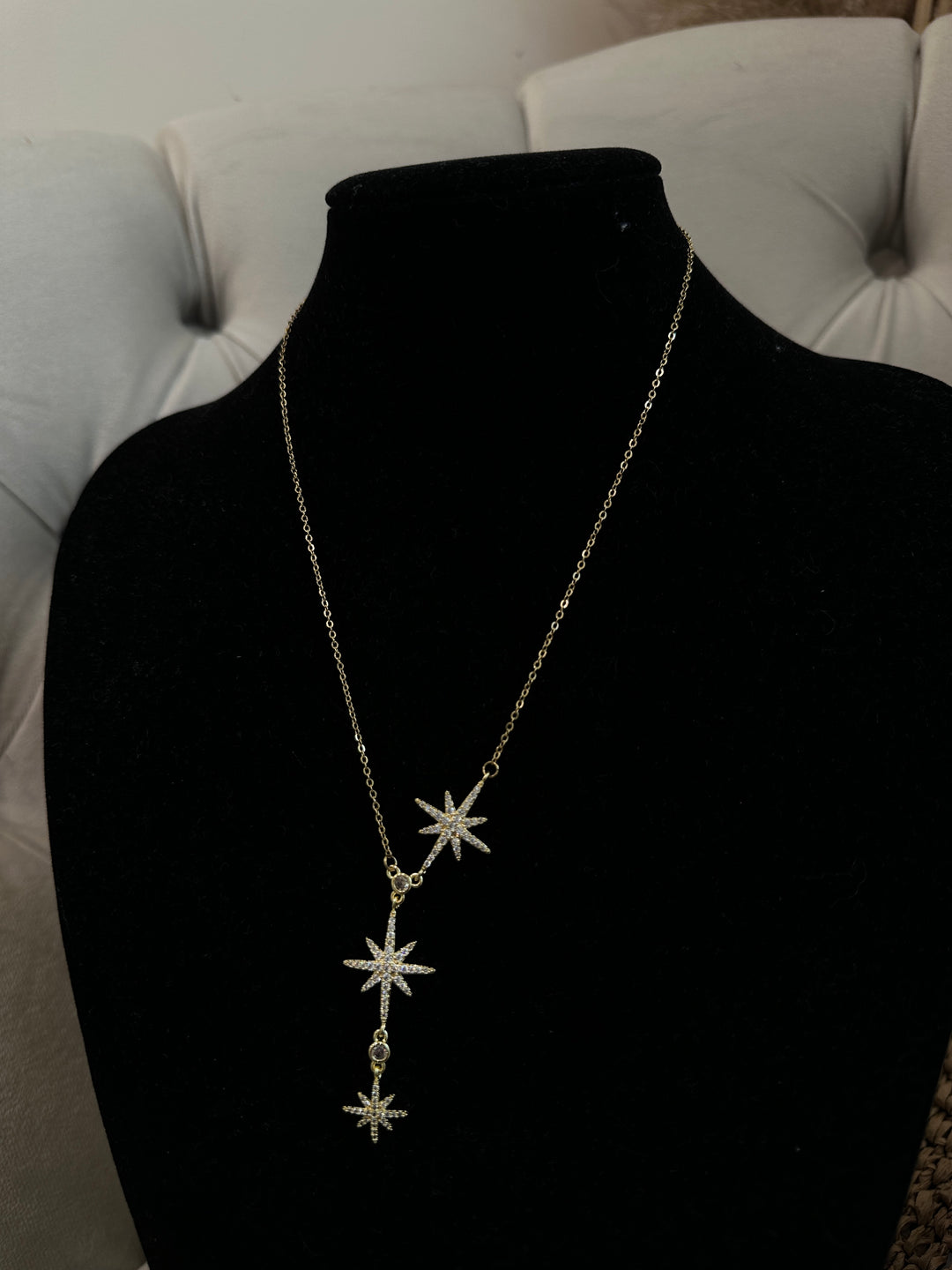 Collier 3 étoiles or strass