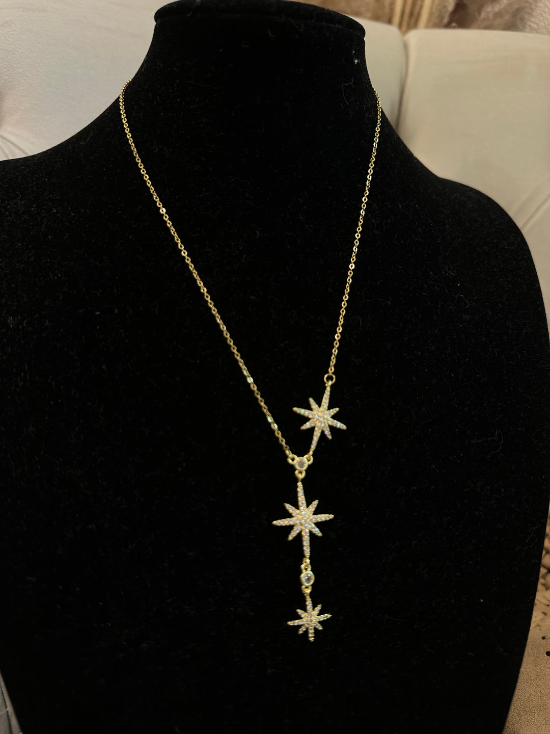 Collier 3 étoiles or strass