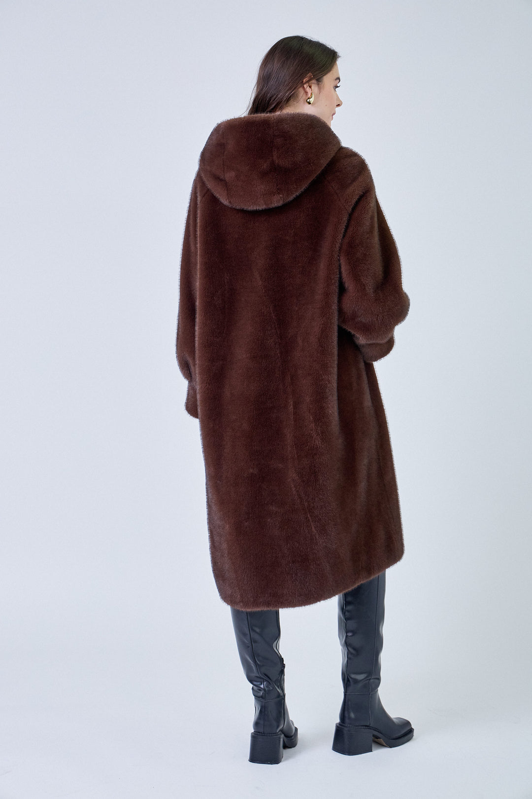 Fourrure longue capuche marron ISABELLA F23373 (Giovanni )