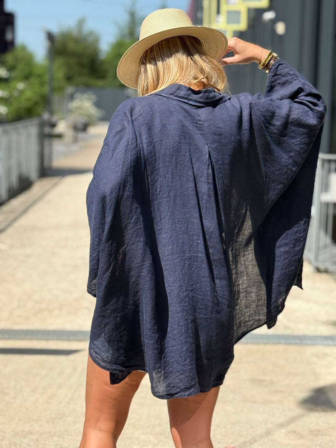 Chemise cape lin maxi oversize