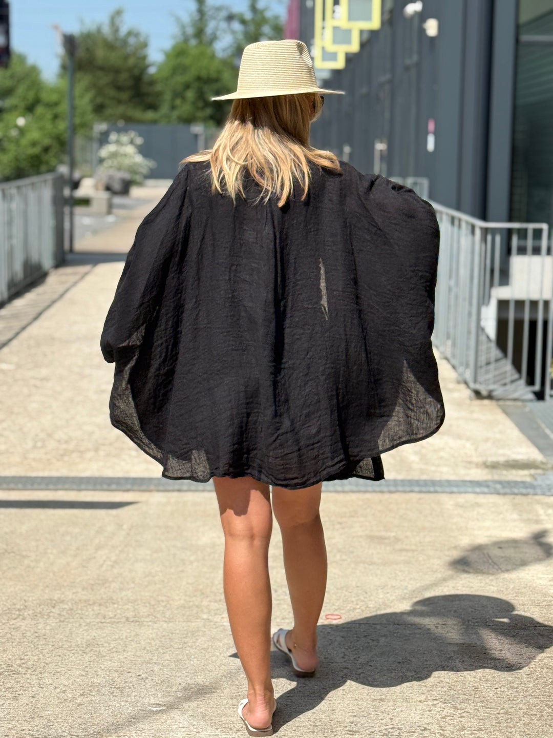 Chemise cape lin maxi oversize