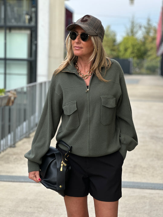 Gilet zip col cheminée poches 8930