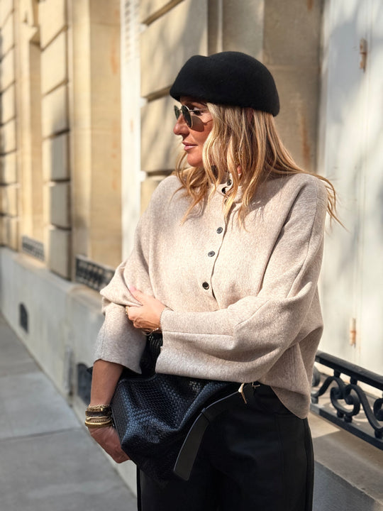 Pull boutonnés  DL-001 Taupe