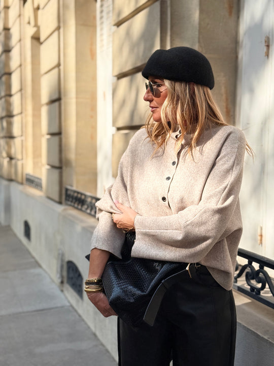 Pull boutonnés  DL-001 Taupe
