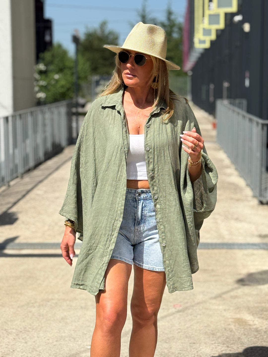 Chemise cape lin maxi oversize