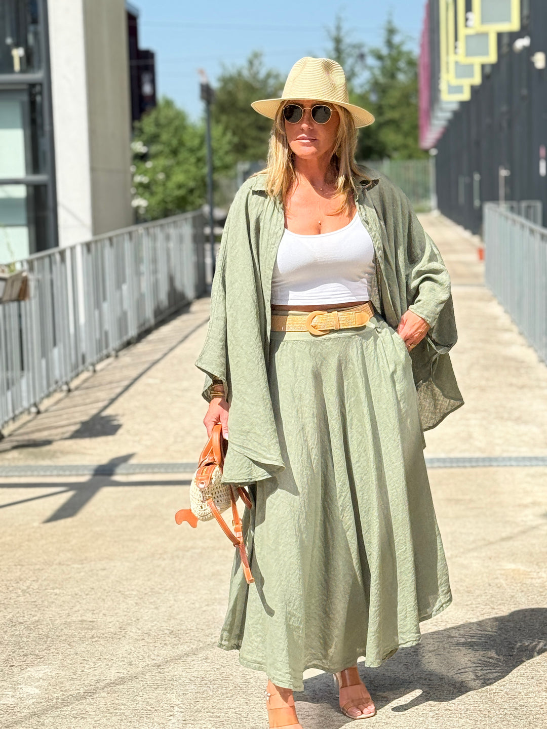 Chemise cape lin maxi oversize