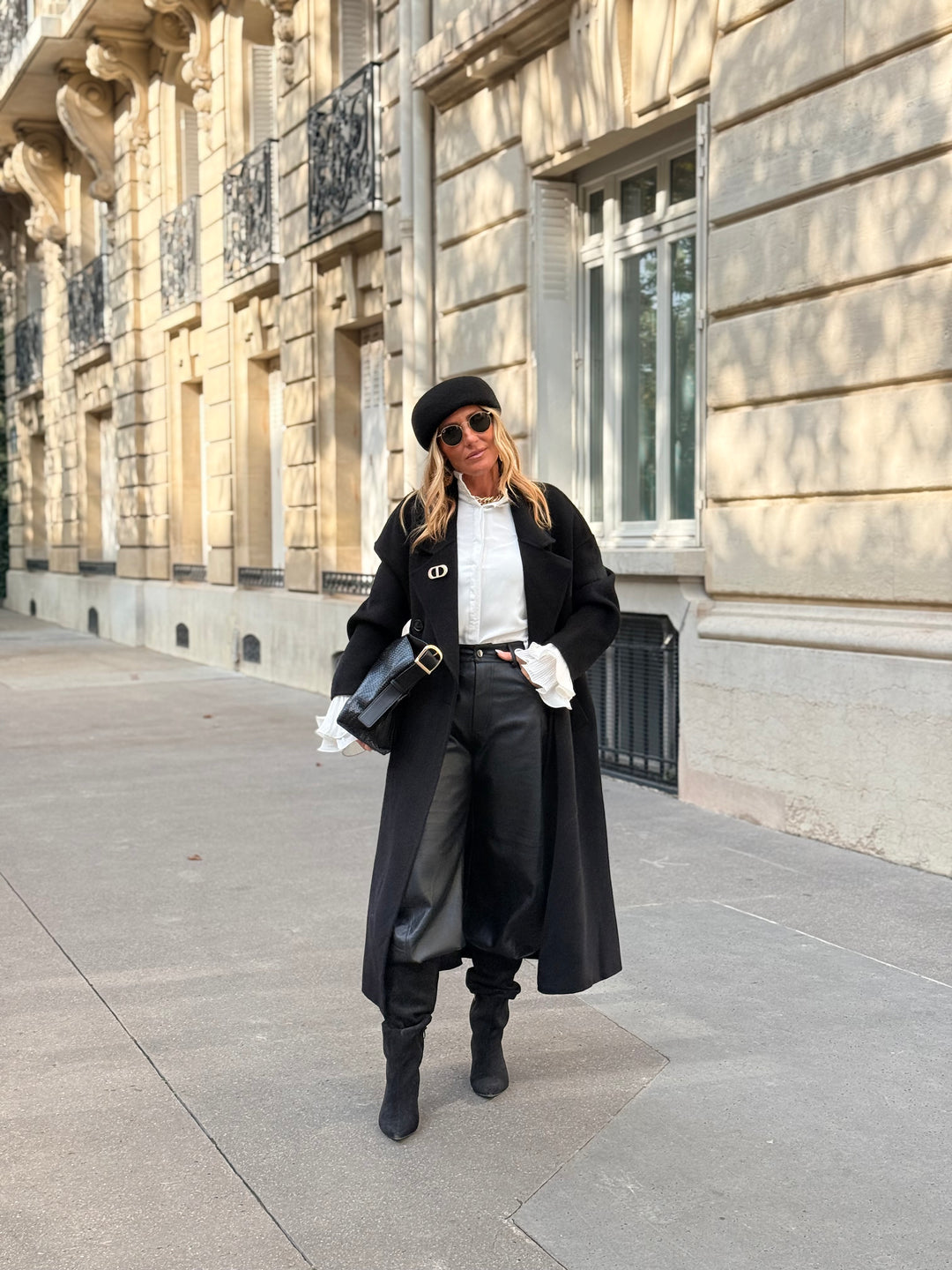 Manteau Laine long col Noir 014