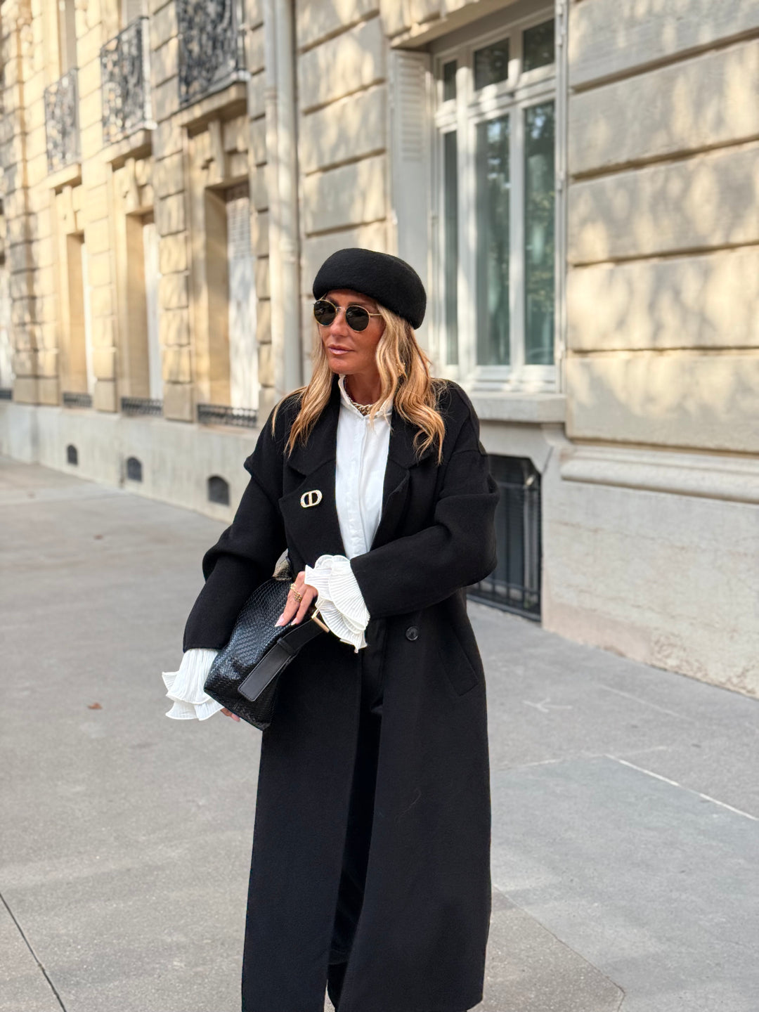 Manteau Laine long col Noir 014