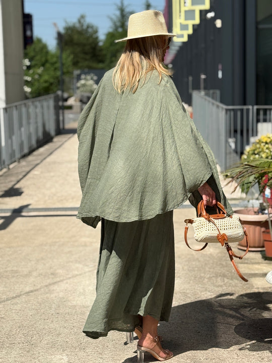 Chemise cape lin maxi oversize