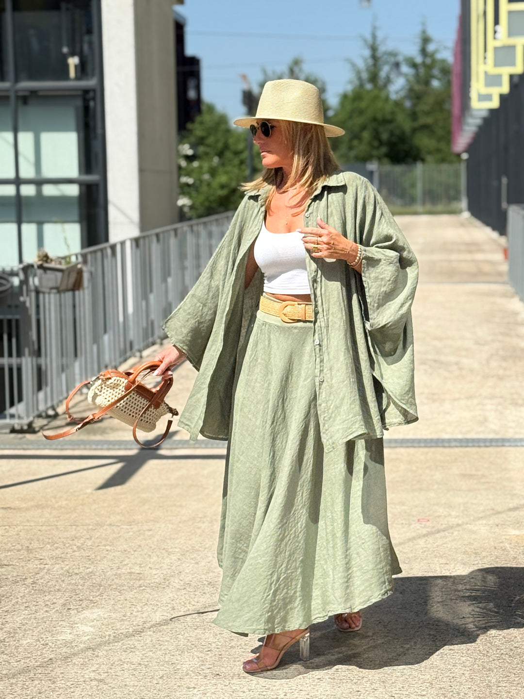 Chemise cape lin maxi oversize