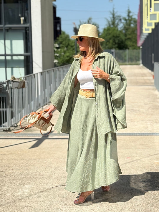 Chemise cape lin maxi oversize