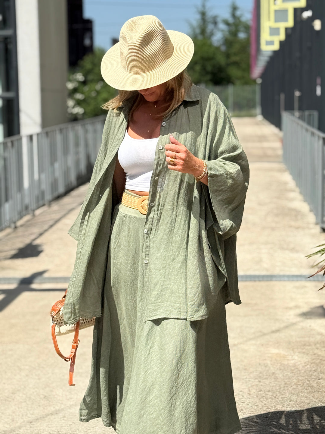 Chemise cape lin maxi oversize