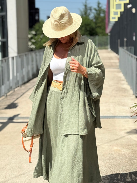 Chemise cape lin maxi oversize