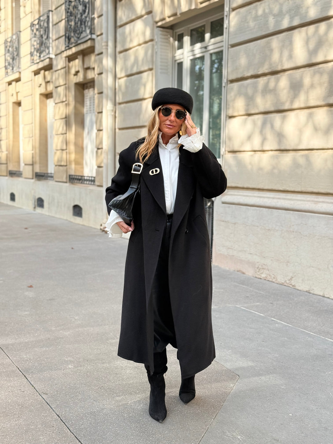 Manteau Laine long col Noir 014
