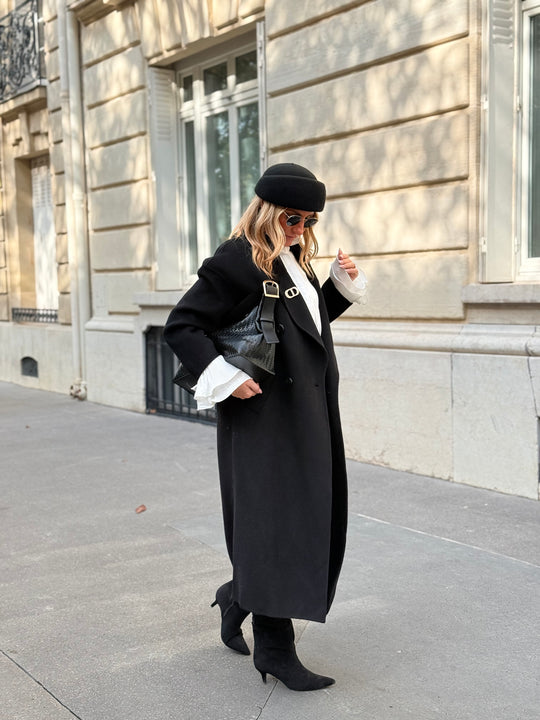 Manteau Laine long col Noir 014