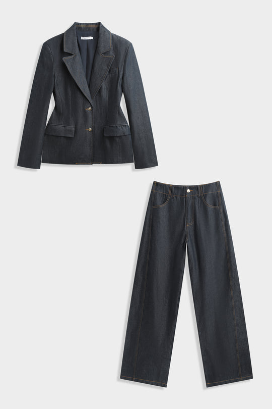 ENSEMBLE TAILLEUR CEINTRÉ DENIM PS9303A/PS9303B