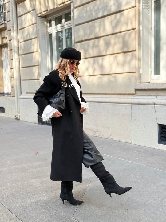 Manteau Laine long col Noir 014