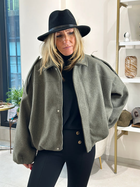 Veste lainer kaki bomber