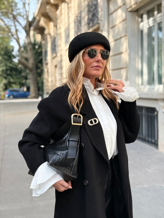 Manteau Laine long col Noir 014