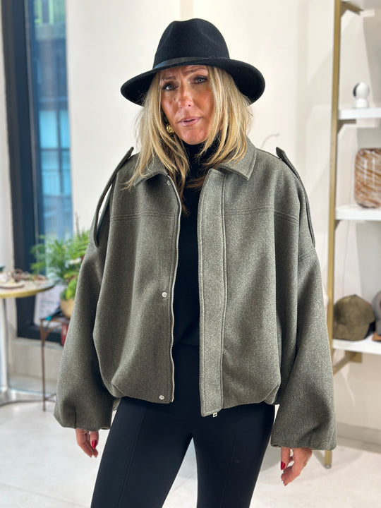 Veste lainer kaki bomber