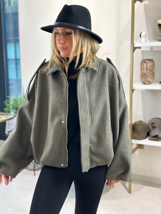 Veste lainer kaki bomber