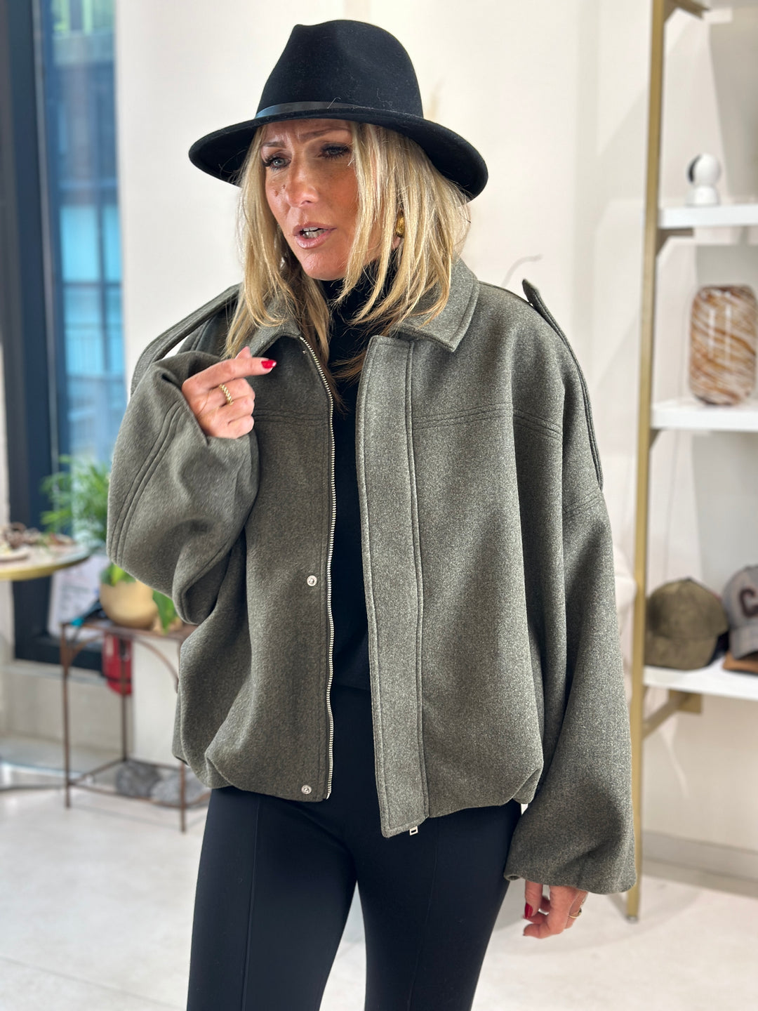 Veste lainer kaki bomber