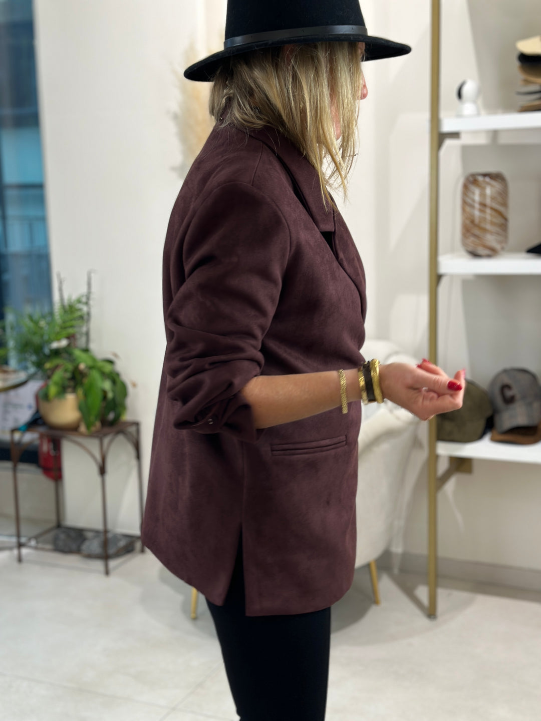 Blazer daim bordeaux Liam
