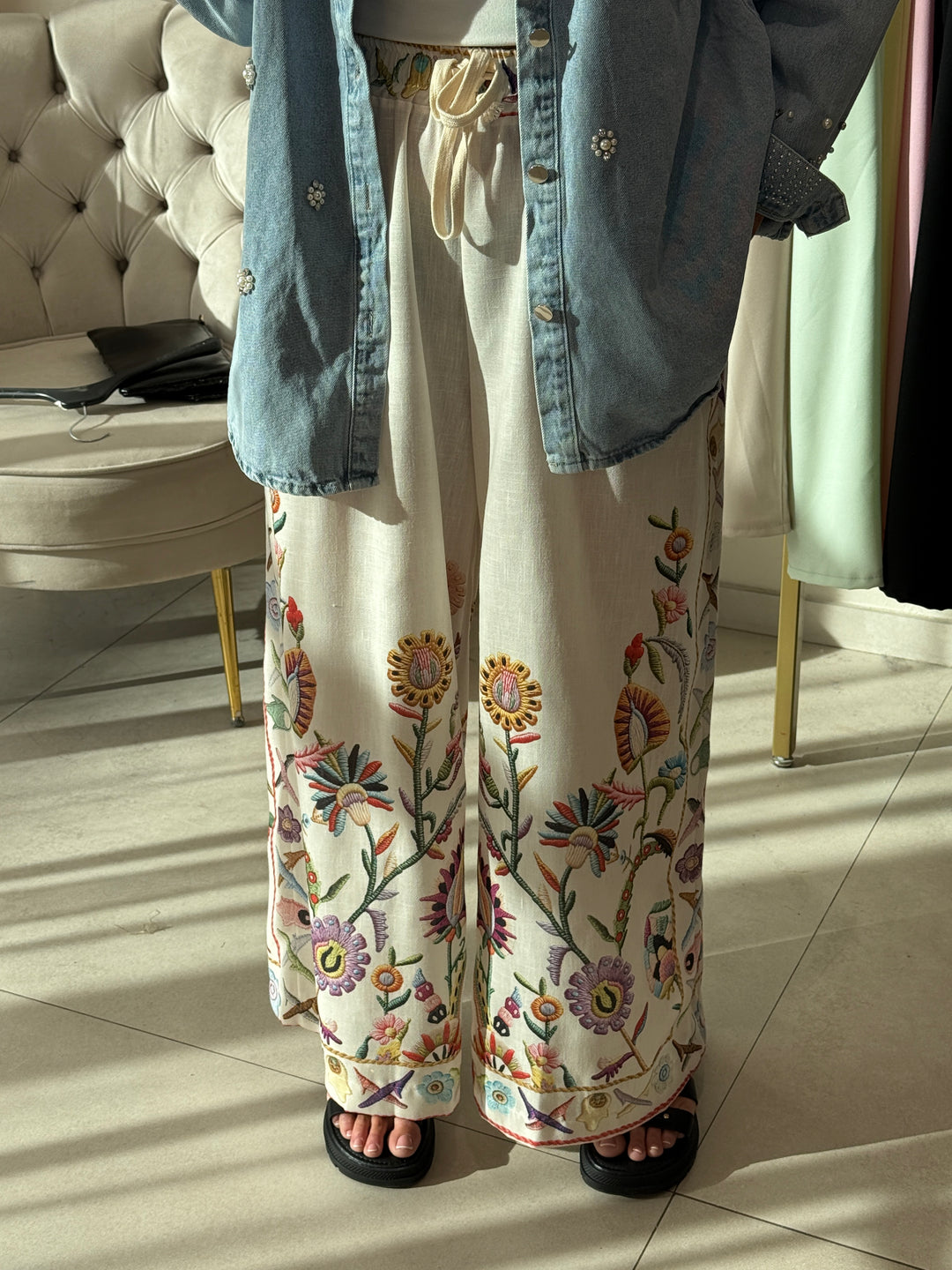 Pantalon imprimée Fleuri Lila K33381/75