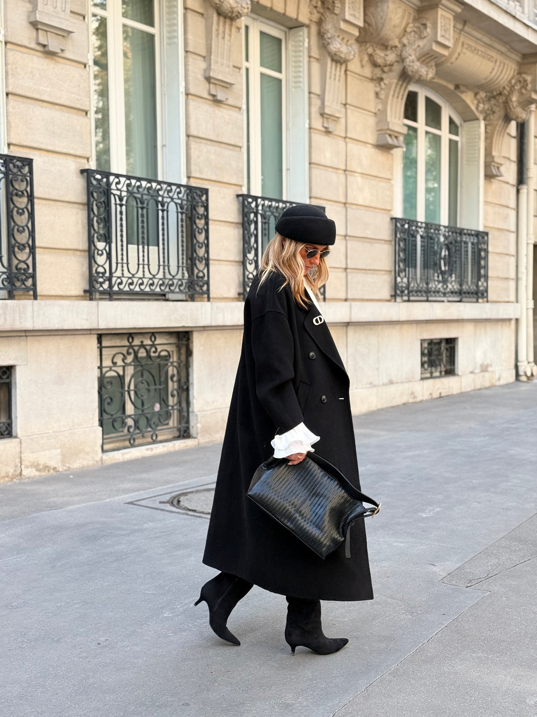 Manteau Laine long col Noir 014