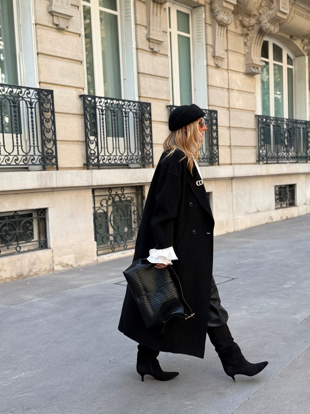 Manteau Laine long col Noir 014