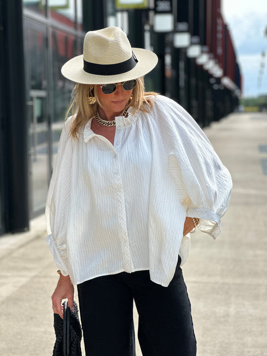 Blouse rayé creme Lin 2410