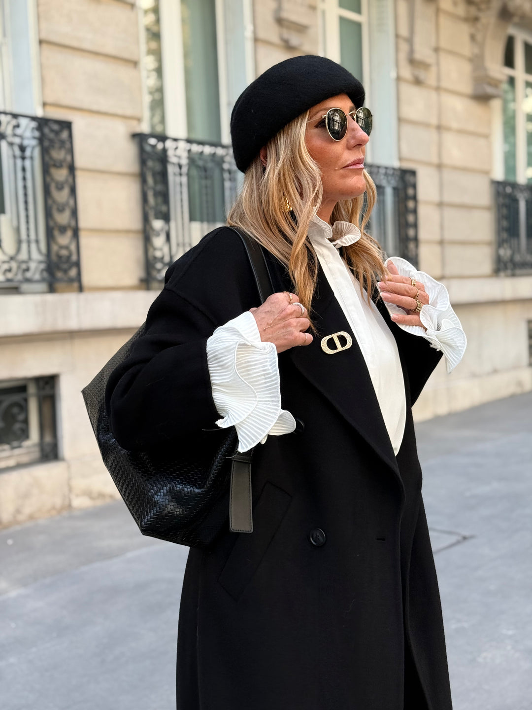 Manteau Laine long col Noir 014