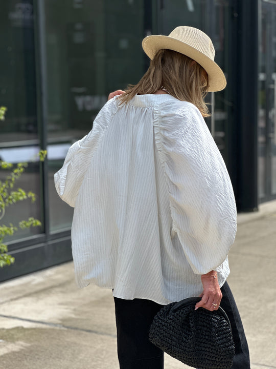 Blouse rayé creme Lin 2410
