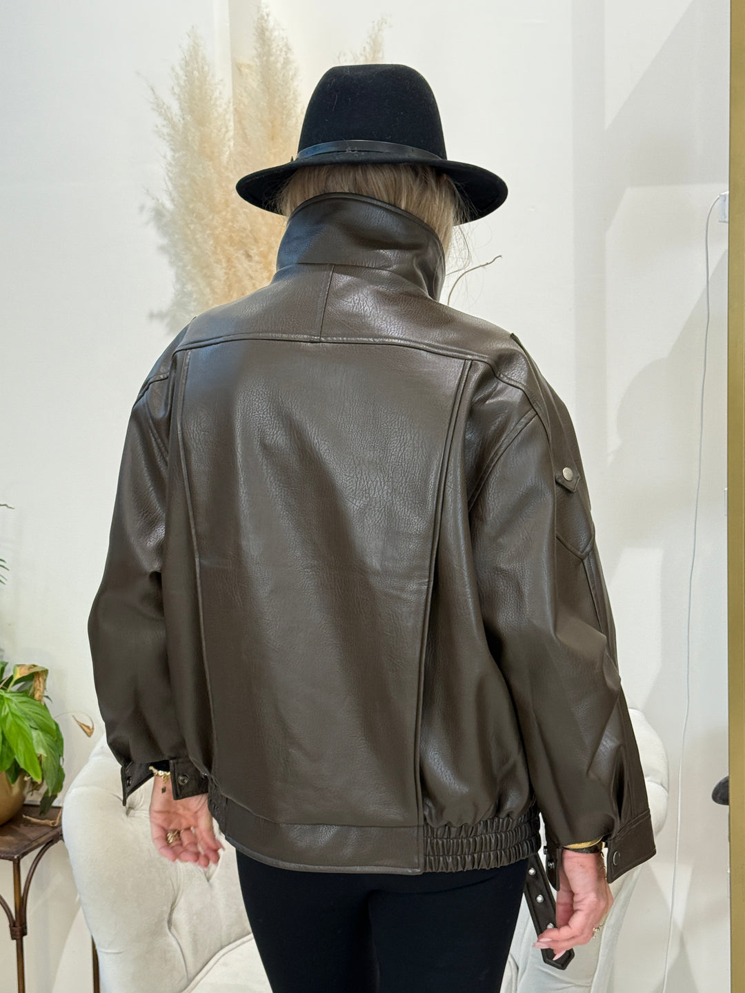 Veste bomber similicuir choco 25220