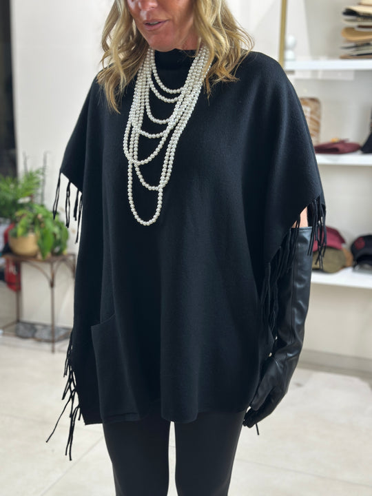 Pull poncho frange TR8313