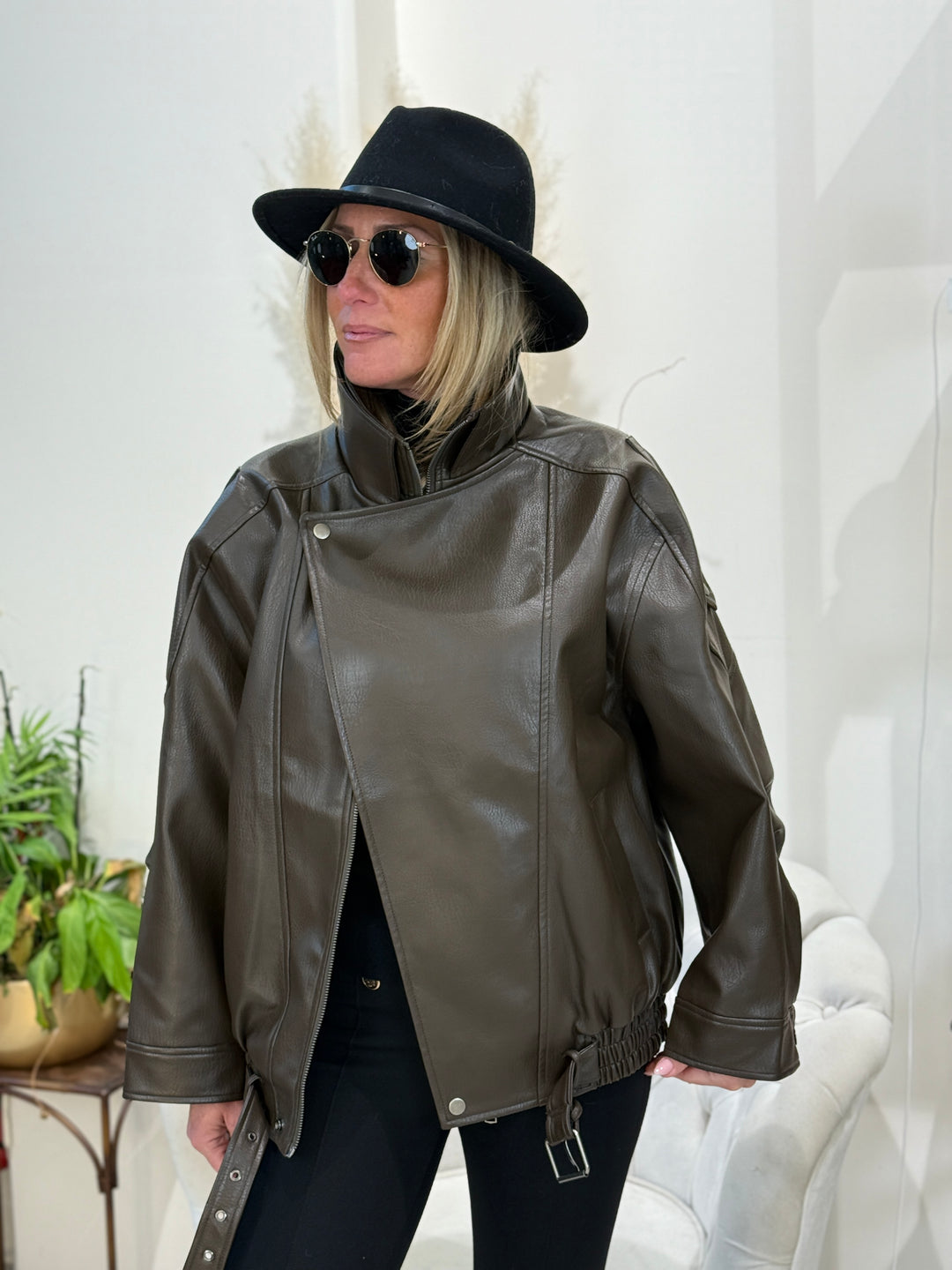 Veste bomber similicuir choco 25220