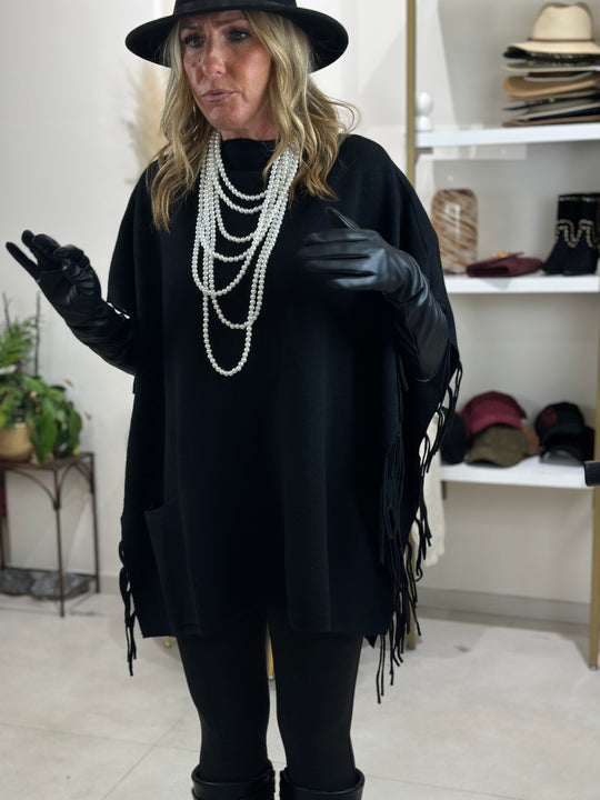 Pull poncho frange TR8313