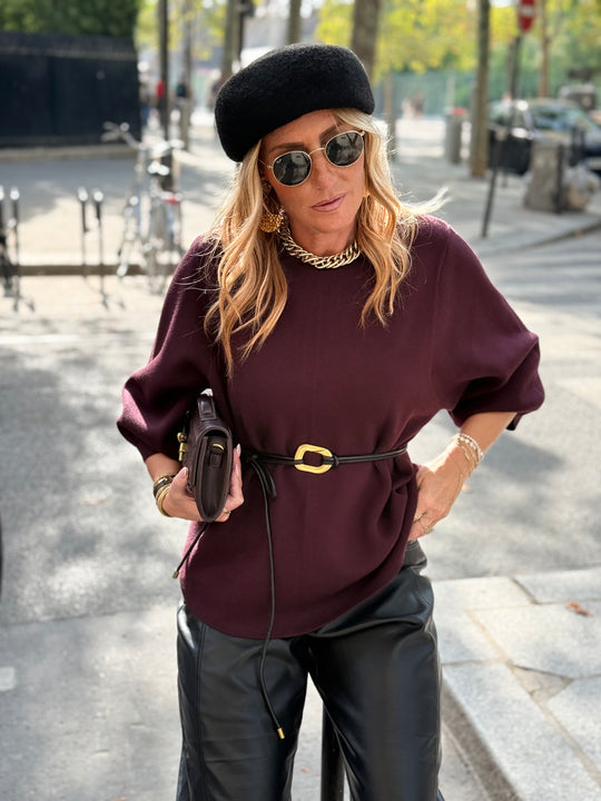Pull épais ceinture à la taille 9010