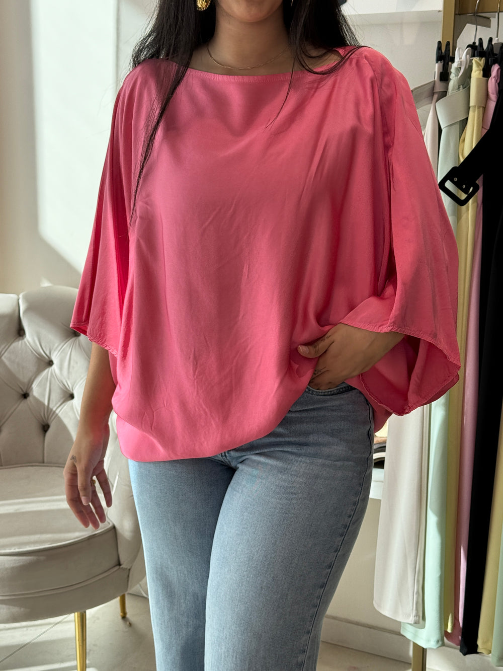Blouse satin soie fluide