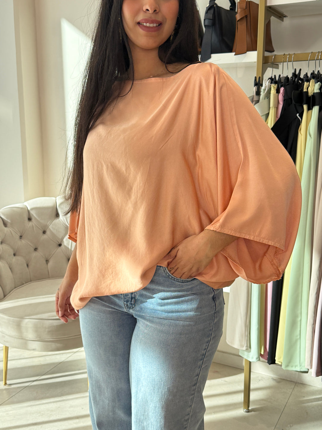 Blouse satin soie fluide