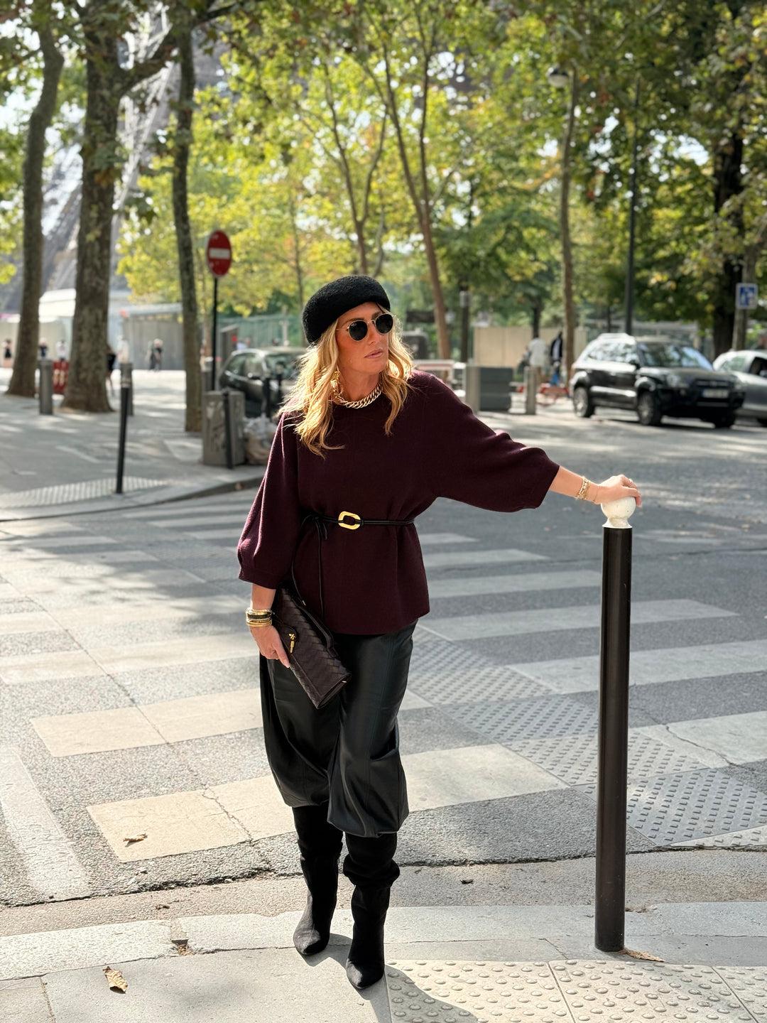 Pull épais ceinture à la taille 9010